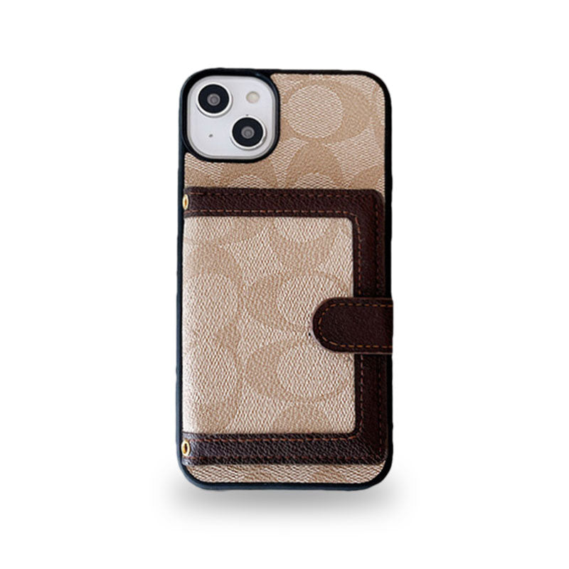 CH黄土色のiPhoneケース パスケース-XK240402