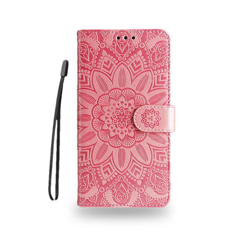 CレザーピンクのiPhoneケース 手帳型カードホルダー-XYH251415