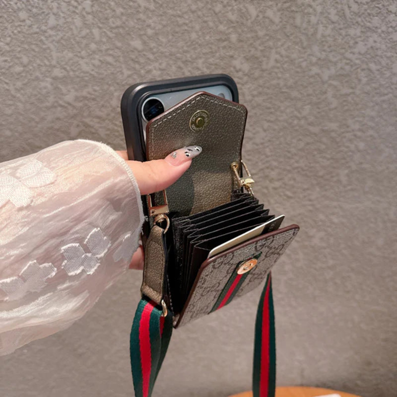 クラシカルGG ウォレット&ショルダーストラップ付 iPhoneケース 茶色-OKGG002