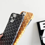 GD黒い革のiPhone ケース-FL231004