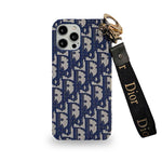 CDブルーのiPhoneケース ストラップ-GS240315