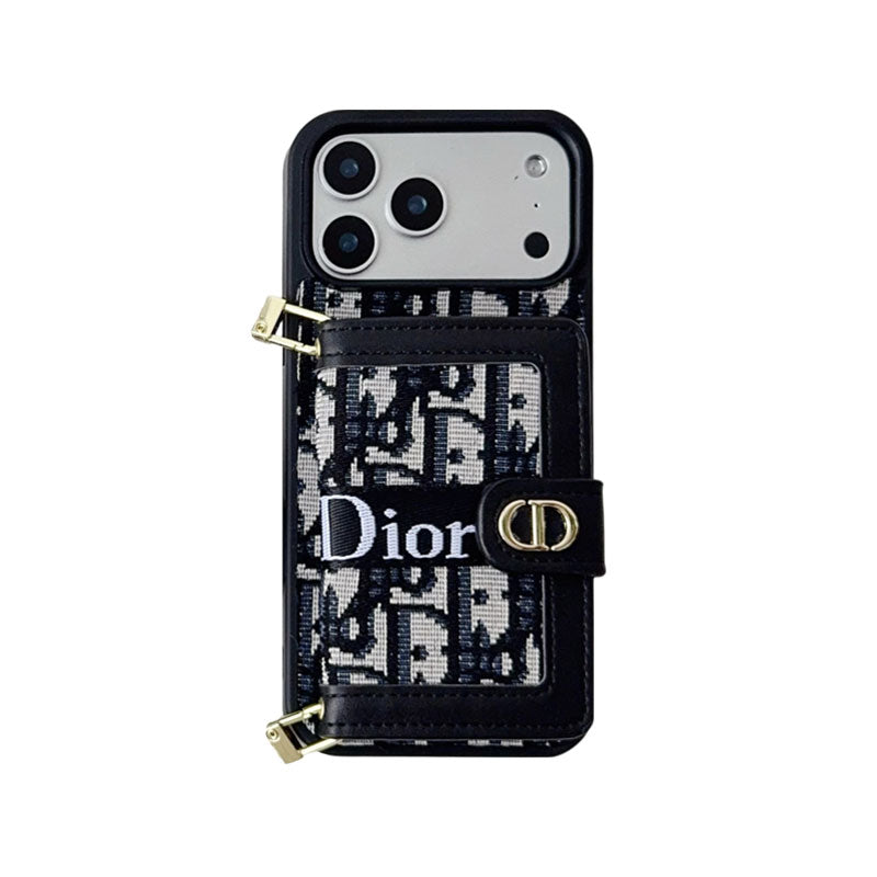 上質CD ウォレット＆ショルダーストラップ付 iPhoneケース 黒-OKCD004