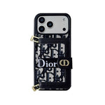 上質CD ウォレット＆ショルダーストラップ付 iPhoneケース 黒-OKCD004