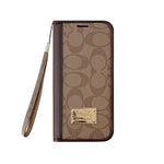 CH高級レザー 折りたたみウォレット iPhoneケース 茶色-OKCH002