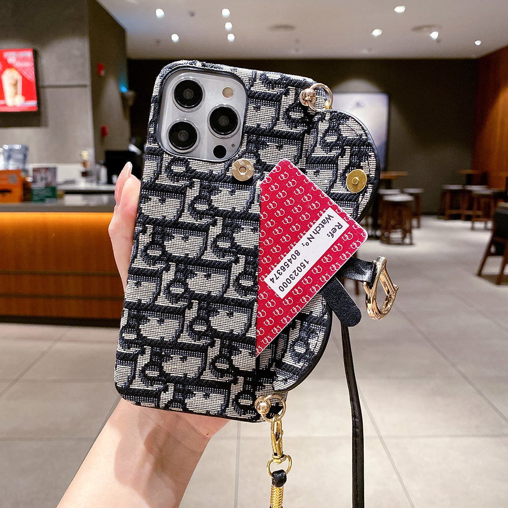 CDiPhoneケース　カードホルダーと斜め掛け付き-QBS240315