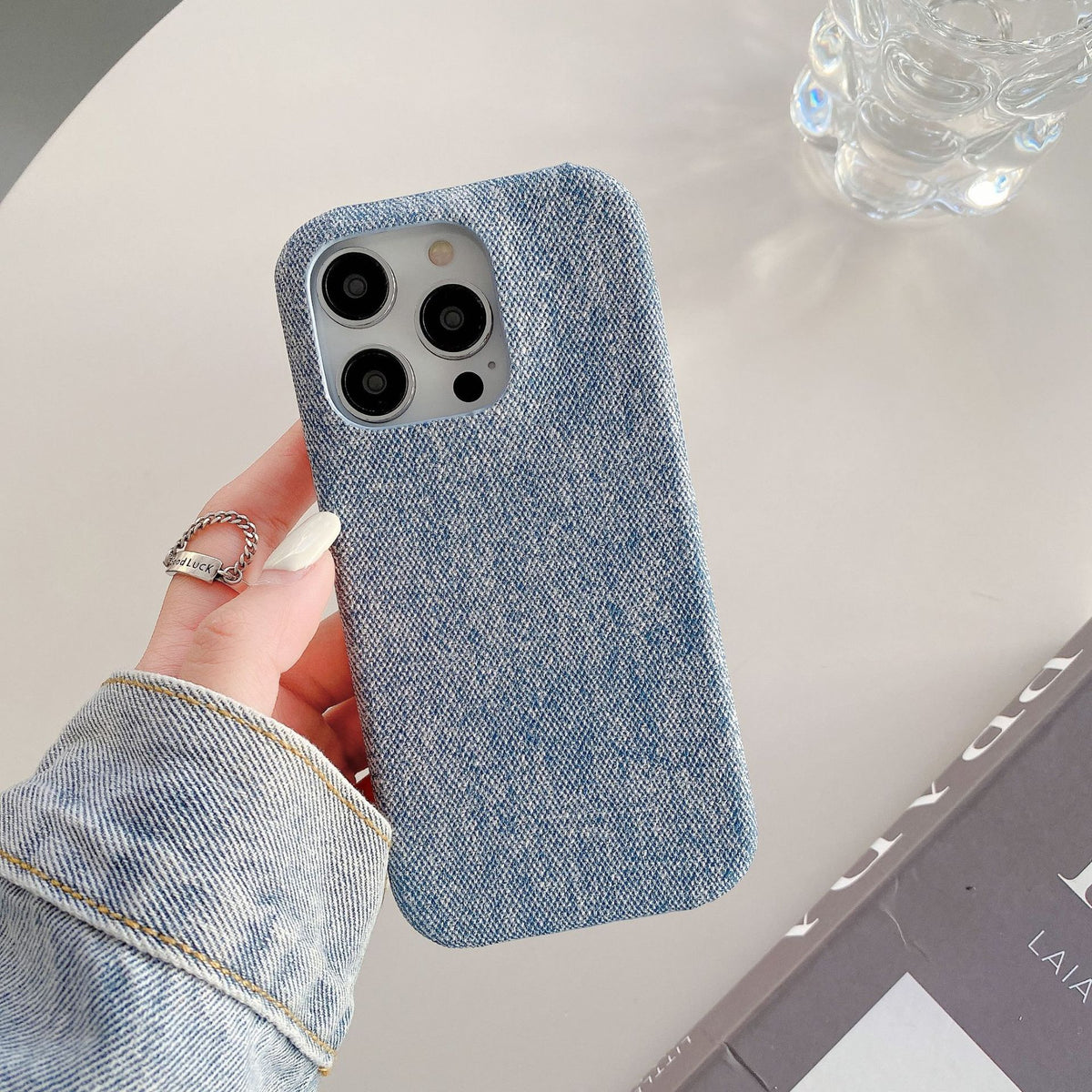 デニムiPhoneケースブルー NZ240528