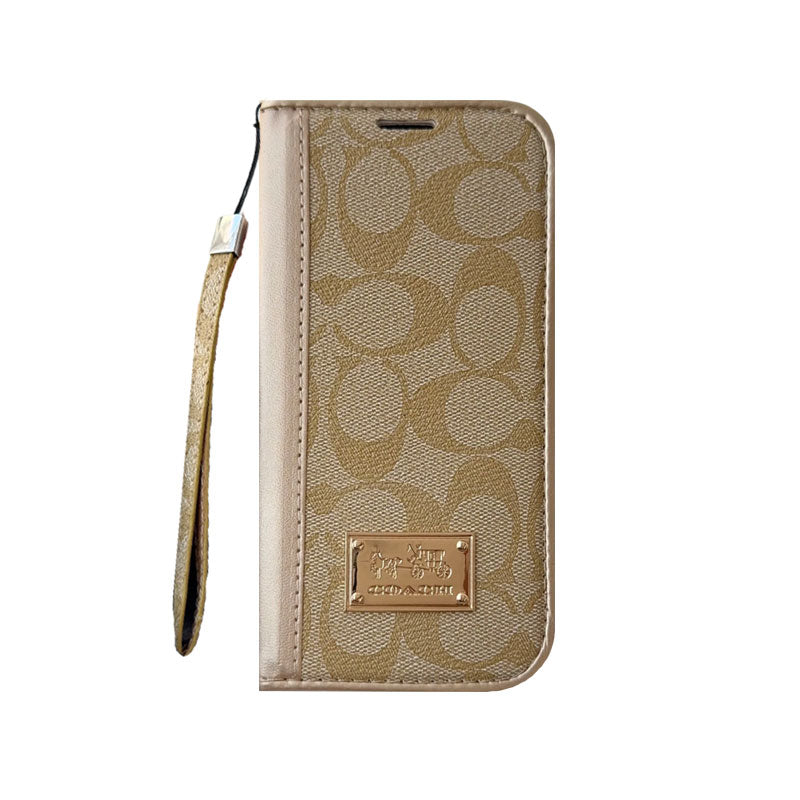 CH高級レザー 折りたたみウォレット iPhoneケース 茶色-OKCH002