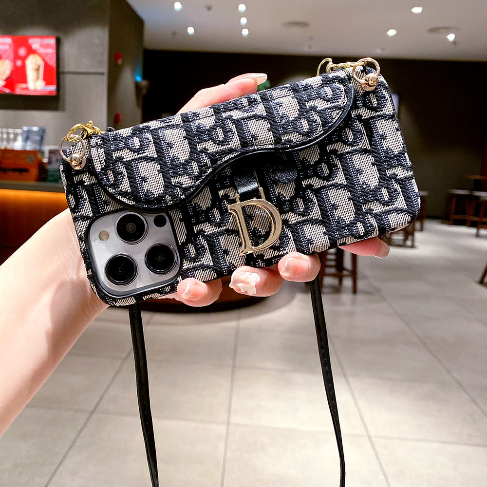 CDiPhoneケース　カードホルダーと斜め掛け付き-QBS240315