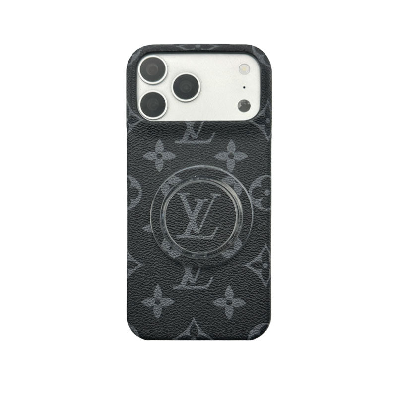 高級レザーMonogram iPhone用 スタンド付き マグネット対応 17シリーズ用 小きな印刷-OKLV046