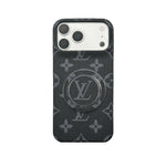 高級レザーMonogram iPhone用 スタンド付き マグネット対応 17シリーズ用 小きな印刷-OKLV046