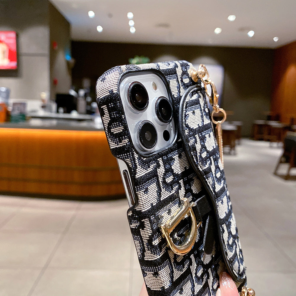 CDiPhoneケース　カードホルダーと斜め掛け付き-QBS240315