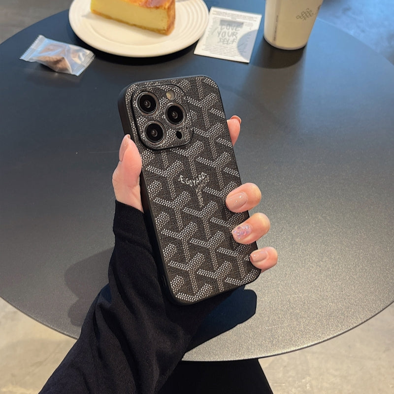 GD 黒い革のiPhone ケース -SJK240807