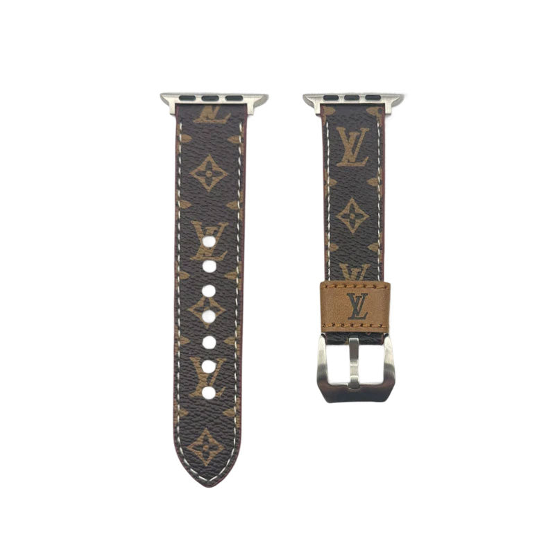 上質ファブリック Monogram iPhone Apple Watch用バンド 黒印刷-OKLV031