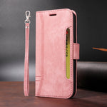 レザーピンクのiPhoneケース　手帳型カードホルダー-YYT241437