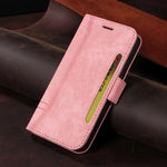 レザーピンクのiPhoneケース　手帳型カードホルダー-YYT241437