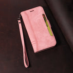 レザーピンクのiPhoneケース　手帳型カードホルダー-YYT241437
