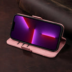 レザーピンクのiPhoneケース　手帳型カードホルダー-YYT241437