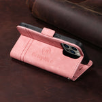 レザーピンクのiPhoneケース　手帳型カードホルダー-YYT241437