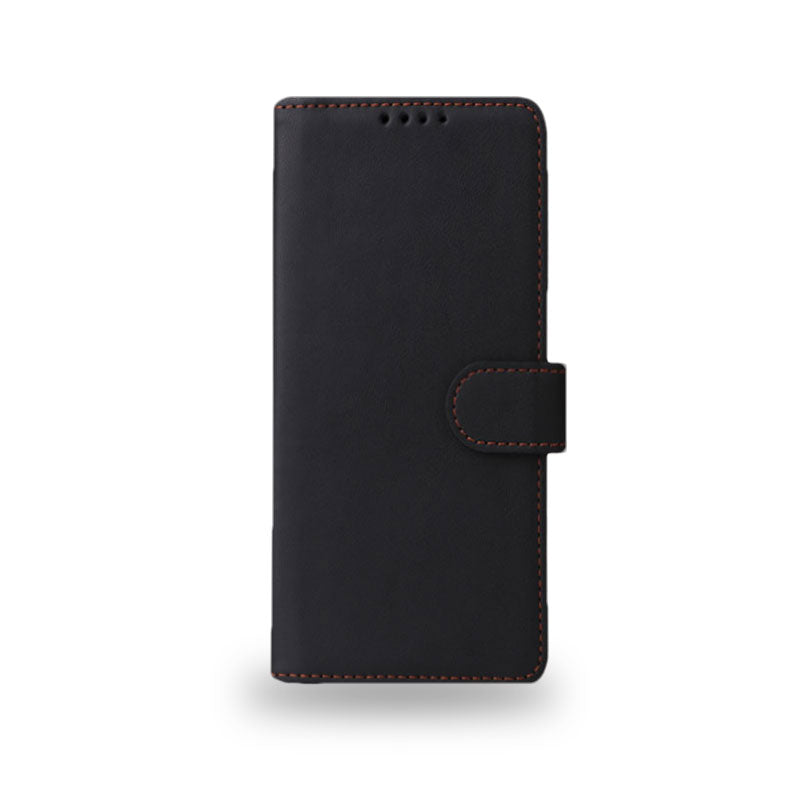 手帳型黒いレザーiPhoneケース カードホルダー(Magsafe) -YYT241531