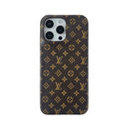 ラグジュアリーレザーのMonogram マグネット対応 iPhoneケース黑印刷-OKLV023