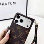 ラグジュアリーデザイン モノグラム手帳型iPhoneケース（ファスナー財布＆ストラップ付き）-OKLB003