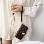 ラグジュアリーデザイン モノグラム手帳型iPhoneケース（ファスナー財布＆ストラップ付き）-OKLB003