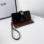 ラグジュアリーデザイン モノグラム手帳型iPhoneケース（ファスナー財布＆ストラップ付き）-OKLB003