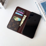 高級レザー手帳型ウォレットiPhoneケース（ビッグプリント）-OKLB004