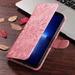 CレザーピンクのiPhoneケース　手帳型カードホルダー-XYH251415