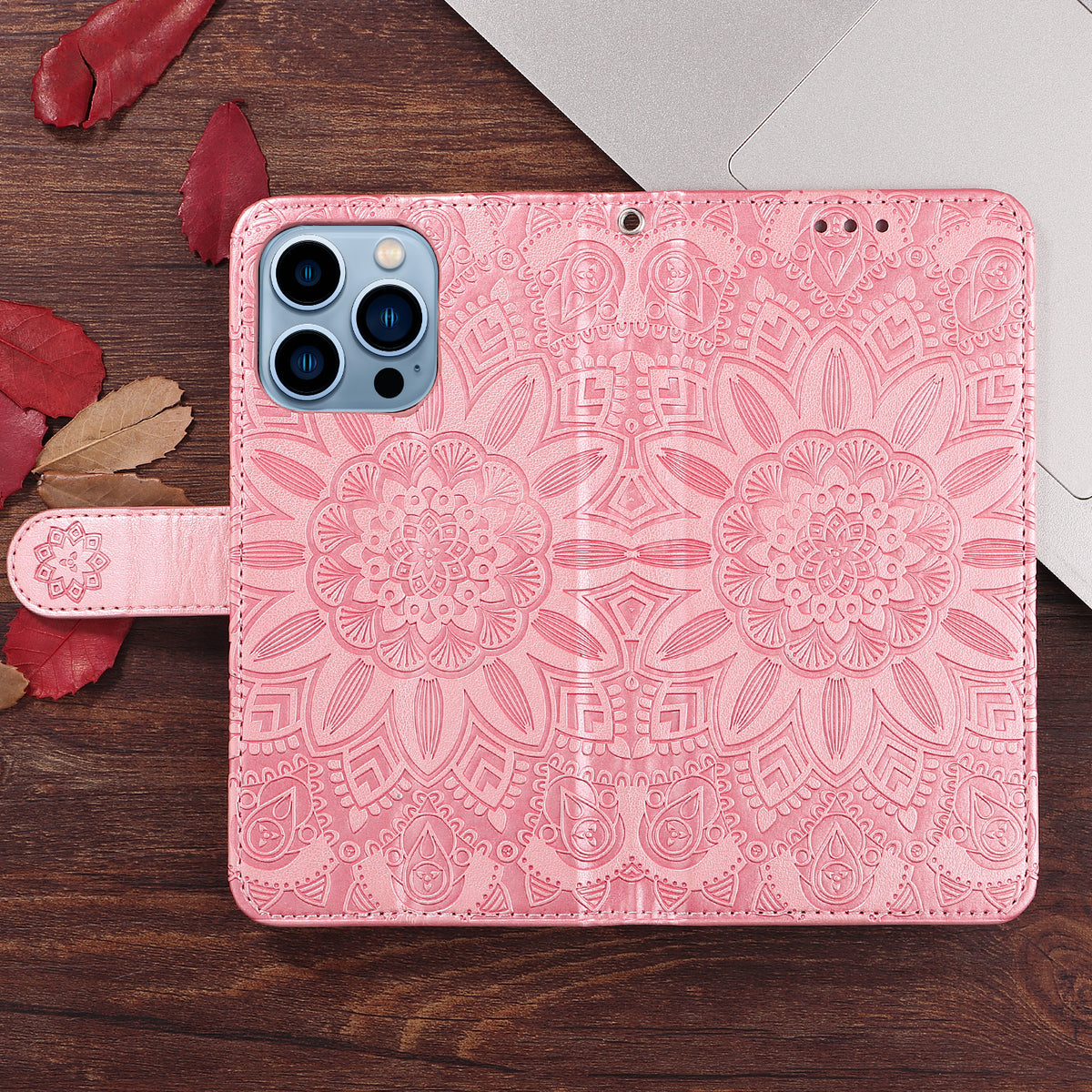 CレザーピンクのiPhoneケース　手帳型カードホルダー-XYH251415