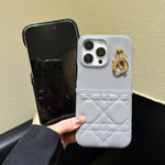 クラシックのCDのレザーグレーiPhoneケース&カードホルダー-JDK240513