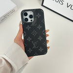 ラグジュアリーレザーのMonogram マグネット対応 iPhoneケース黑印刷-OKLV023