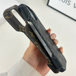 ラグジュアリーレザーのMonogram マグネット対応 iPhoneケース黑印刷-OKLV023