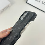 ラグジュアリーレザーのMonogram マグネット対応 iPhoneケース黑印刷-OKLV023