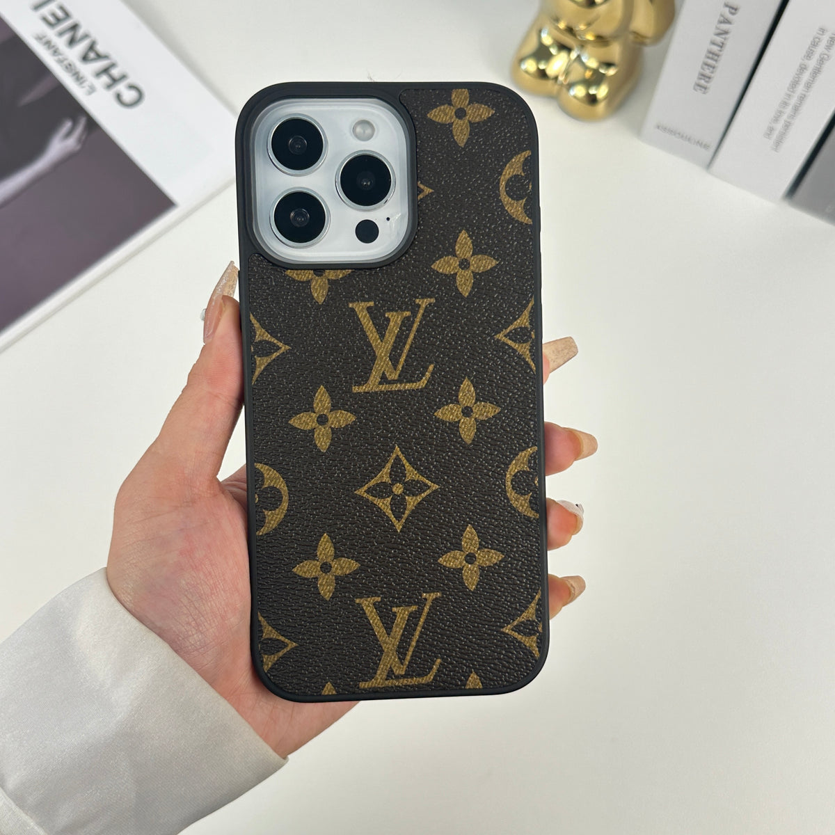 エレガントレザーのMonogram iPhoneケース大印刷-OKLV024