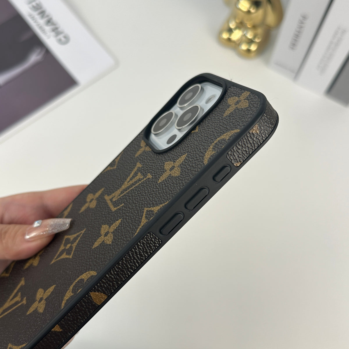 エレガントレザーのMonogram iPhoneケース大印刷-OKLV024