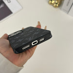 上質ファブリックMonogramiPhoneケース黒印刷-OKLV025