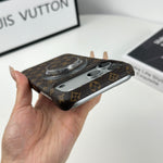 高級レザーMonogram iPhone用 スタンド付き マグネット対応 17シリーズ用 小きな印刷-OKLV046