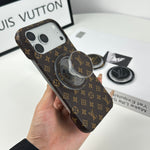 高級レザーMonogram iPhone用 スタンド付き マグネット対応 17シリーズ用 小きな印刷-OKLV046