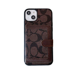 CH黄土色のiPhoneケース　パスケース-XK240402