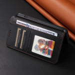 手帳型黒いレザーiPhoneケース カードホルダー(Magsafe) -YYT241531