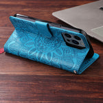 Cレザー青いiPhoneケース　手帳型カードホルダー-XYH241415