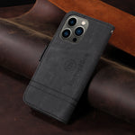 レザー黒のiPhoneケース　手帳型カードホルダー-YYT241437