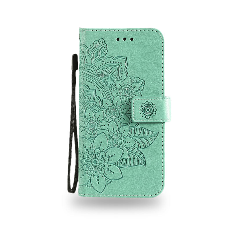 レザーグリーンのiPhoneケース 手帳型カードホルダー-CCB240706