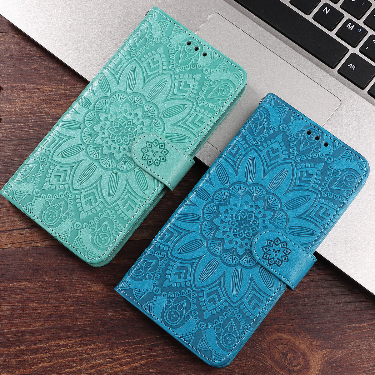 Cレザー青いiPhoneケース　手帳型カードホルダー-XYH241415