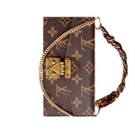 高級レザーフォリオ モノグラムiPhoneケース（カードホルダー・ストラップ付き）-OKMTY004