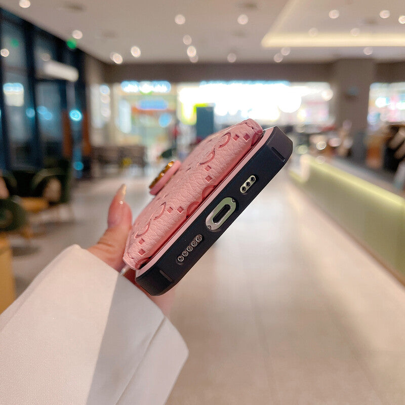 GG iphoneケース付きカードホルダーピンク-QBK240330