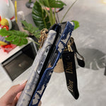 CDブルーのiPhoneケース ストラップ-GS240315