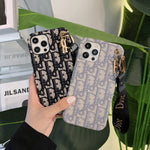 CDグレーのiPhoneケース ストラップ-GS240315