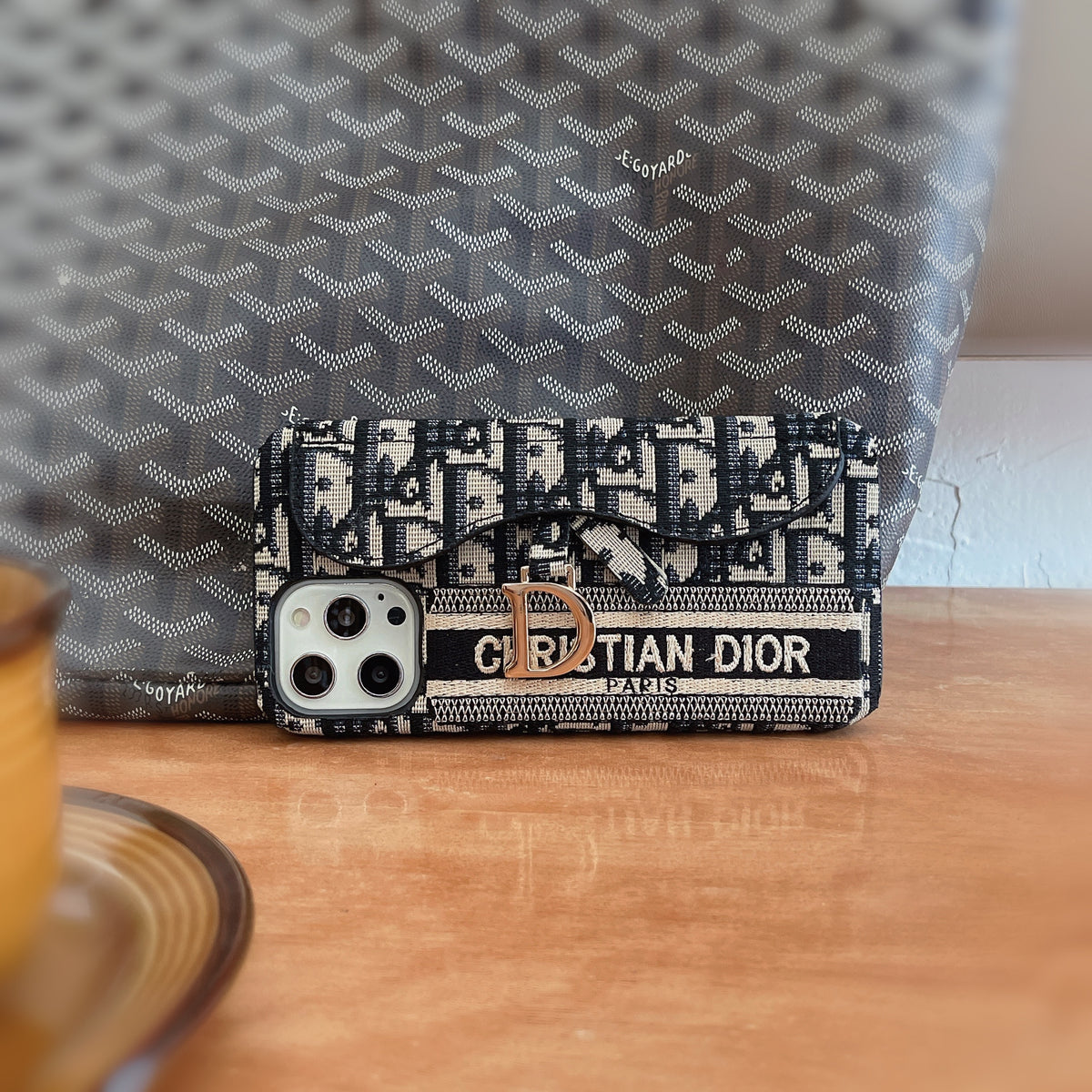 CD黒いiPhoneケース-カードケース-KKY240115